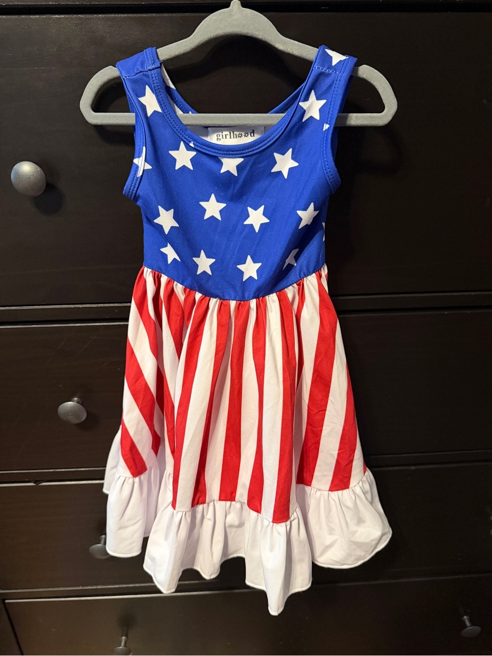 girlhood Patriotic Stars & Stripes Kids Dress - Blue, Red & White